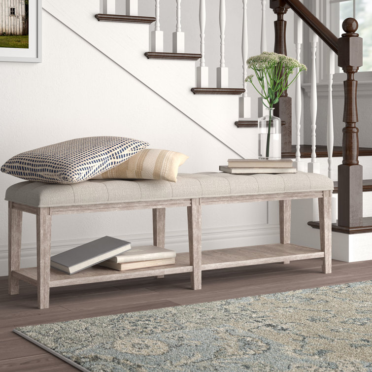 Laurel Foundry Modern Farmhouse Tynes Upholstered Shelves Storage Bench